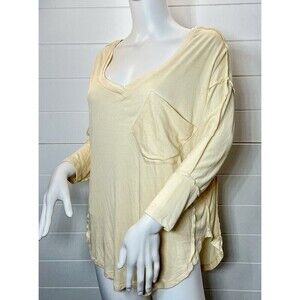 L Love Dolman Sleeve Lagenlook Minimalist 3/4 Sleeve Top Small Cream